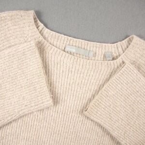 Vince Cashmire Silk Boxy Ribbed Knit Scoop Neck Pullover Sweater Womens S